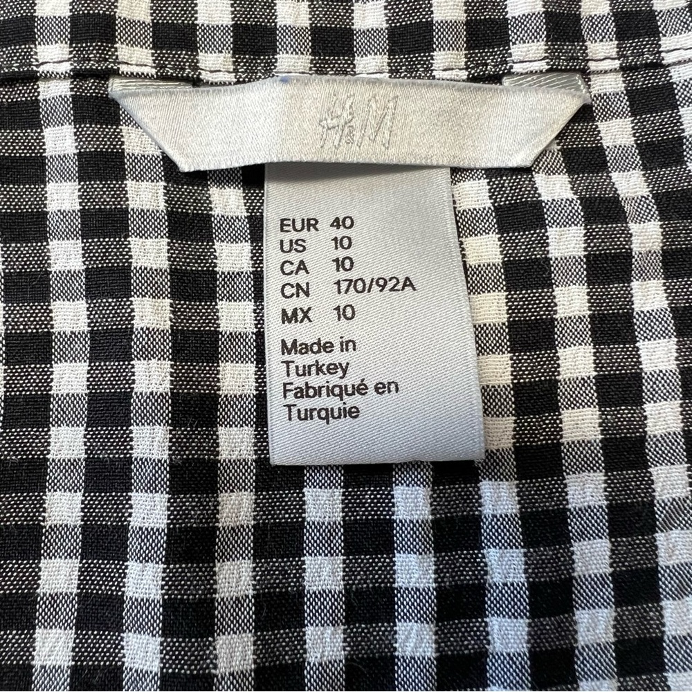 H&M Checked Off Shoulder Ruffle Sleeve Top - Picture 4 of 5